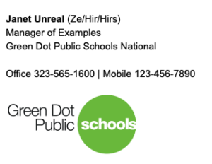 Green Dot Email signature example